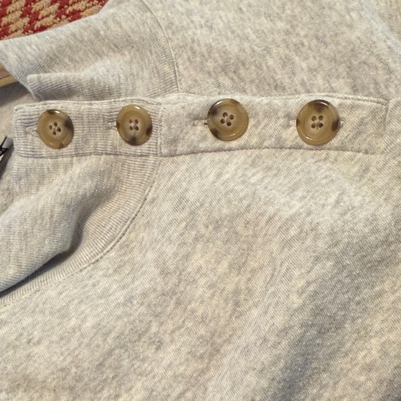 J. Crew Women's Medium Gray Pullover Sweatshirt with real neck buttons - Picture 10 of 11